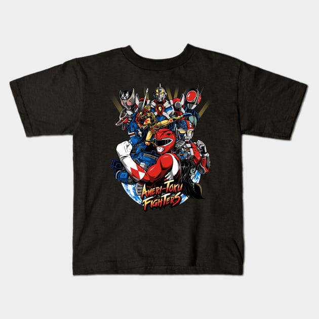 Ameri-Toku Fighters Kids T-Shirt by PrimePremne